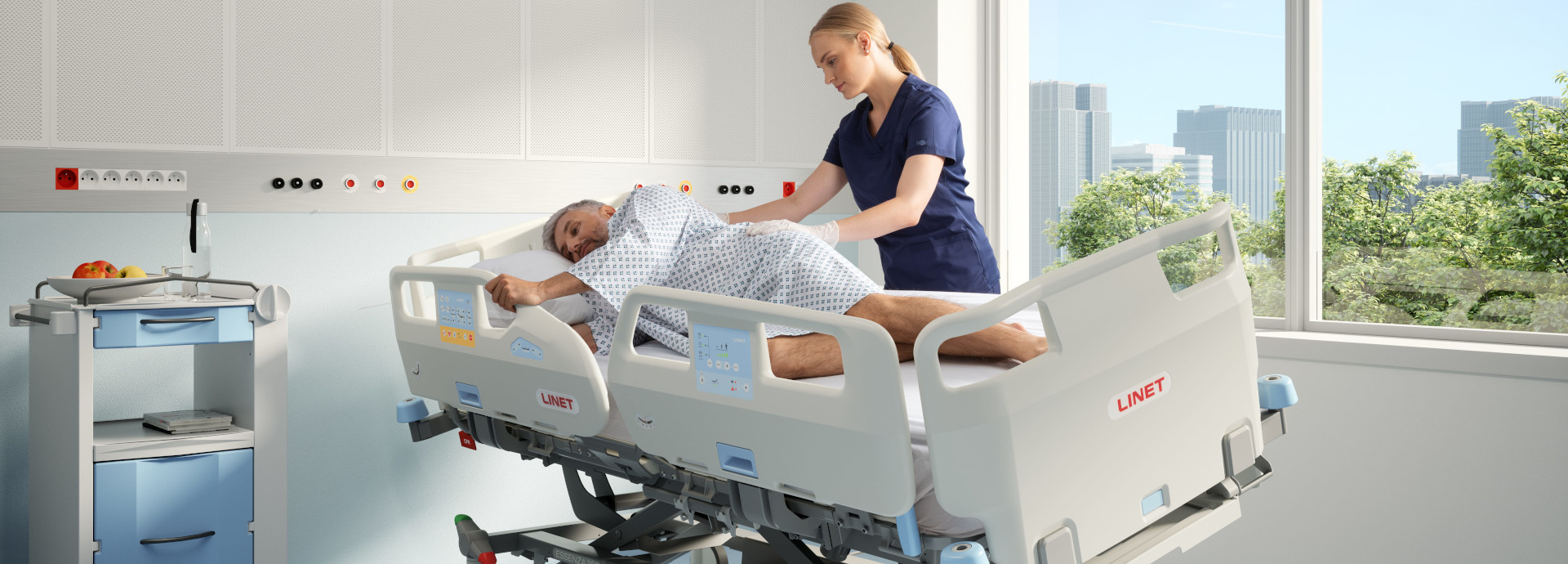 Essenza ist ein niedriges Krankenhausbett, das die die Sicherheit für alle Patienten verbessert