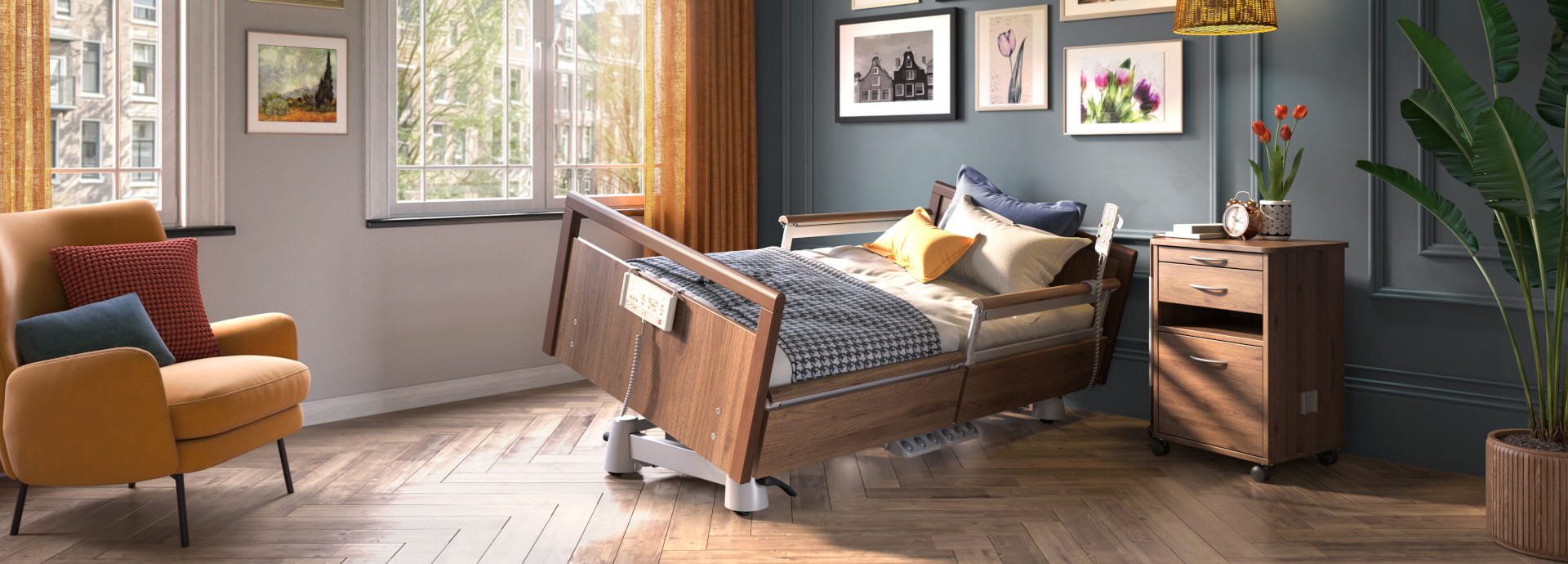 LATERA NEO impressively demonstrates what modern nursing care can achieve today and in the future. The integrated side tilt is designed to reduce the workload on caregivers 