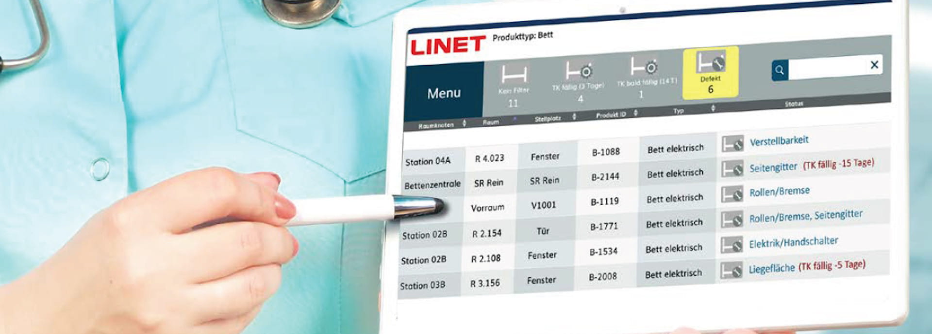 Echtzeit-Bettentracking - NFC und RFID-Tag mit QR-Code